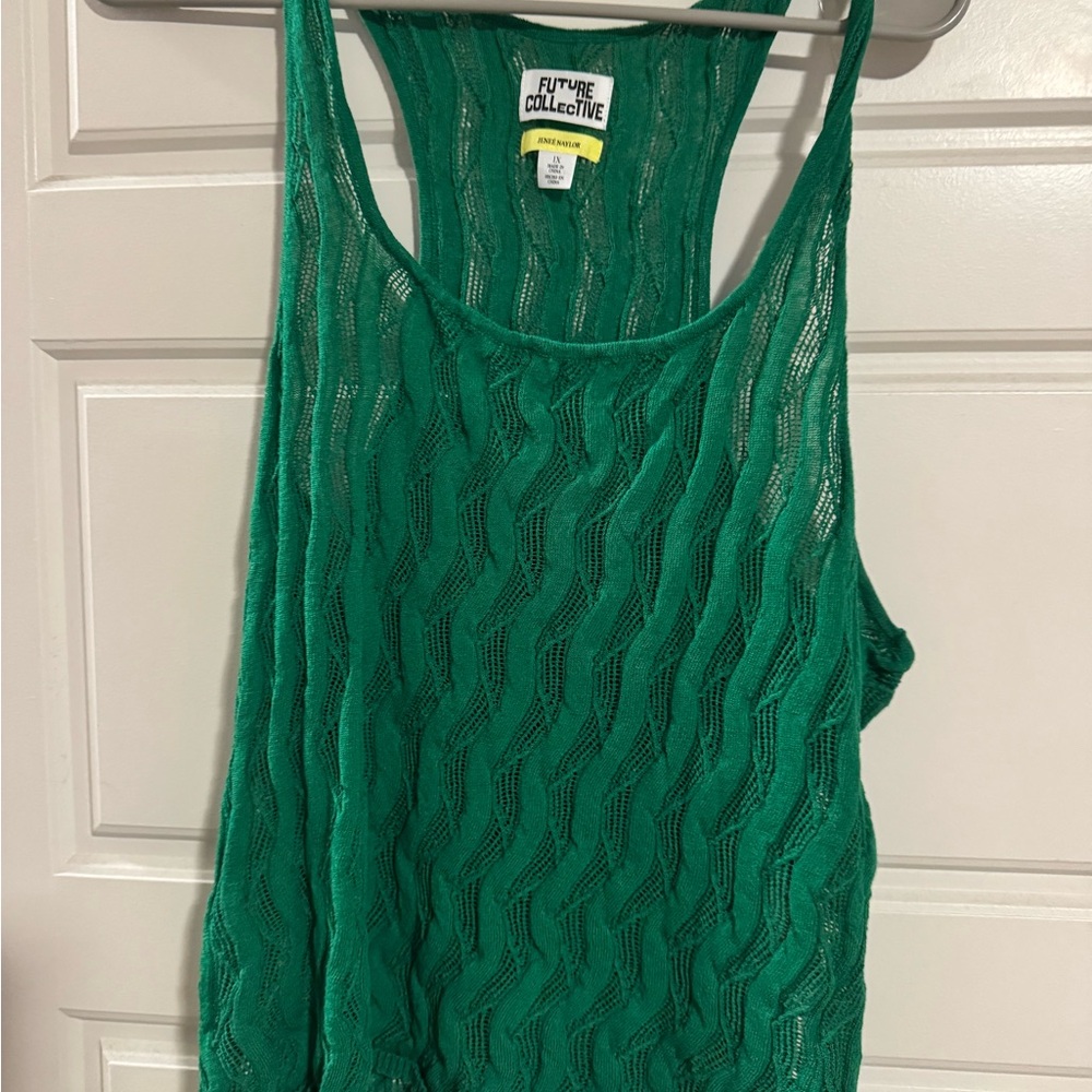 Emerald Green Sheer Tank Top and skirt set - Picture 3 of 5